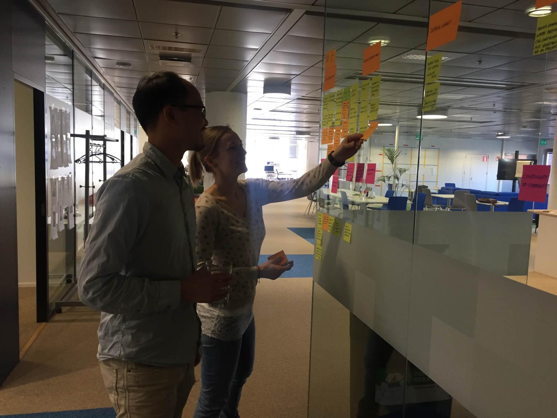 Photo of the team voting on their favorite solutions